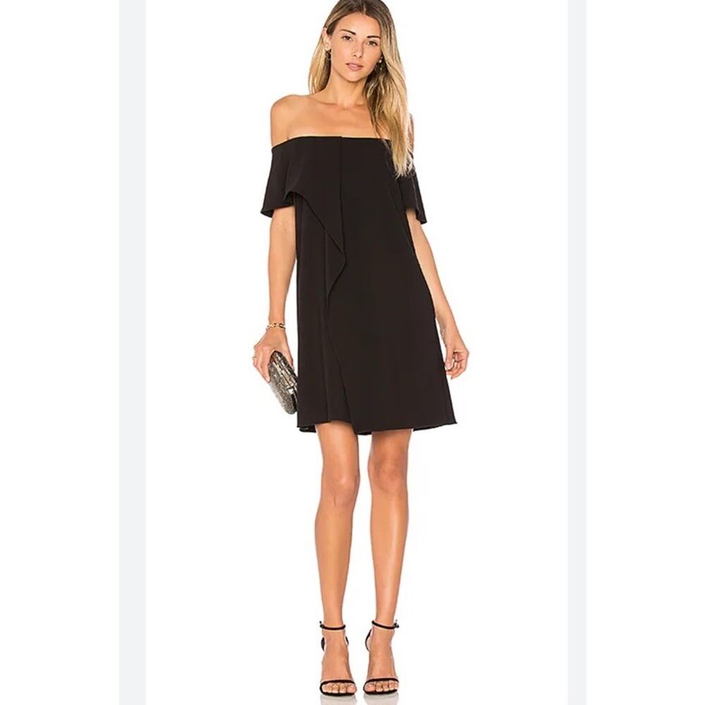 Halston Cold Shoulder Drape Dress Mini Minimalist Old Money Assymetrical Size 10